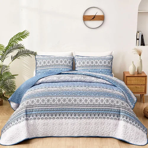 Miniatura 17 de WONGS BEDDING Juego de edredón bohemio tamaño Queen, juego de ropa de cama bohemio negro, colcha ligera para decoración de cama para todas