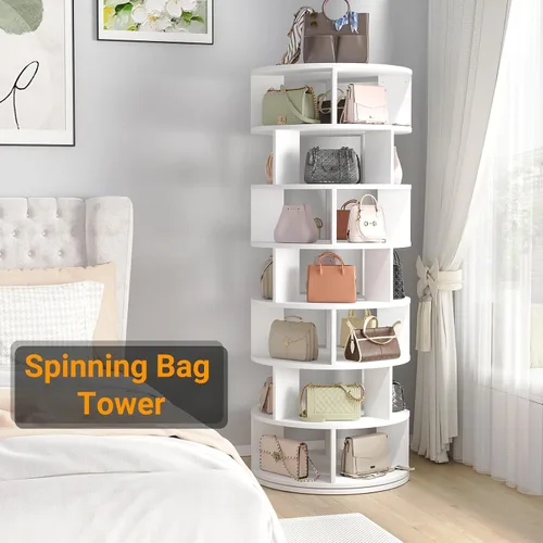 Miniatura 7 de Aheaplus Torre de Estante Giratorio para Zapatos, Zapatero Giratorio de 7 Niveles 360 Estantes Giratorios para Zapatos Organizador para Closet