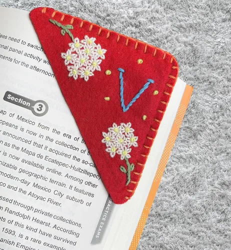 Miniatura 50 de Marcapáginas de esquina bordadas a mano personalizadas, Marcadores para mujeres, Marcador personalizado para los amantes de los libros, lindo Verde