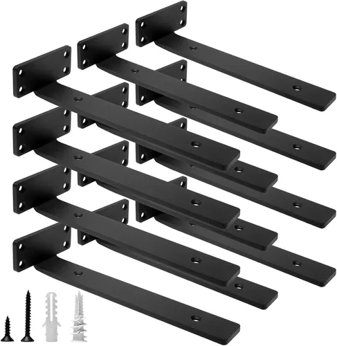 Miniatura 13 de HITOMEN Soportes de estante flotante de servicio pesado, accesorios de estantes ocultos de 8 pulgadas (1/5 pulgadas de grosor), soportes de hierro