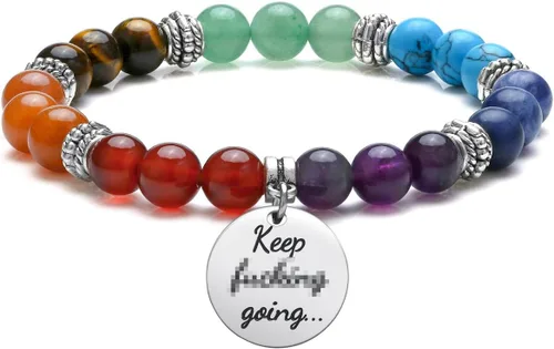 Top Plaza Pulsera de cuentas de 7 chakras para yoga, reiki, cristales curativos, pulsera de cuentas de piedras preciosas de amistad, pulsera con