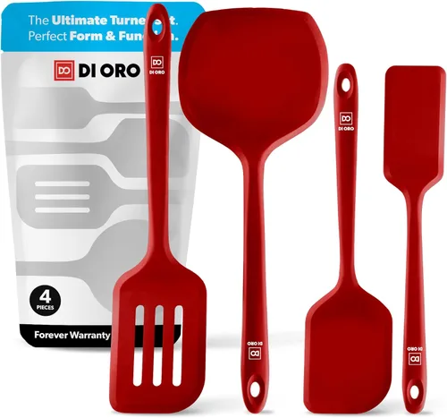 Miniatura 9 de DI ORO - Juego de espátulas volteadoras de silicona para utensilios de cocina antiadherentes, utensilios de cocina para voltear huevos y panqueques