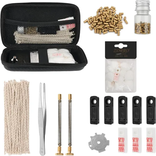 Kit de reparación de encendedores, con pedernales, mechas, algodón, tornillos y almohadillas de fieltro, juego completo de mantenimiento para