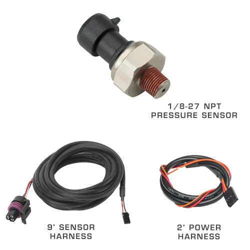 Miniatura 3 de GlowShift Kit de medidor de presión de combustible Racing de 2-5/8 pulgadas de 100 PSI, incluye sensor electrónico, esfera negra, retroiluminación