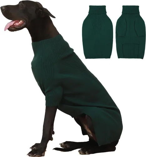 Miniatura 63 de IECOii Suéter extragrande para perro, suéteres térmicos cálidos para perros de raza gigante, ropa de punto, cuello alto de invierno, elástica