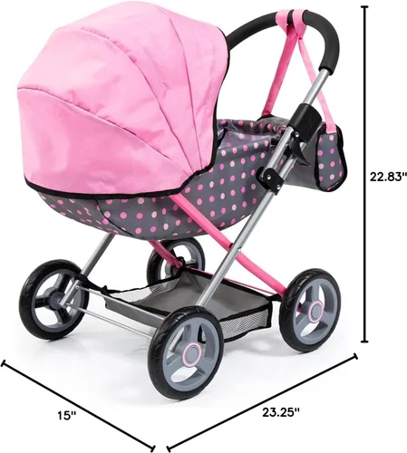 Miniatura 8 de Bayer: Cochecito Cosy, Fairy Poka Dot Gris Rosa - Incluye manta+almohada+bolso, para muñecas de hasta 18 pulgadas, a partir de 3 años