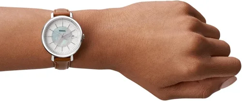 Miniatura 5 de Fossil Reloj Jacqueline de cuarzo de acero inoxidable y cuero para mujer, Jacqueline ES5207 - Reloj de 3 manecillas