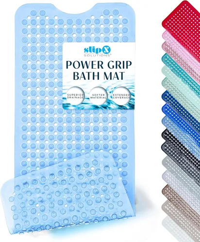 Miniatura 11 de SlipX Solutions - Tapete extralargo y de fuerte agarre para tina y ducha, para adultos mayores y niños, 39x16 pulgadas, antideslizante, agujeros