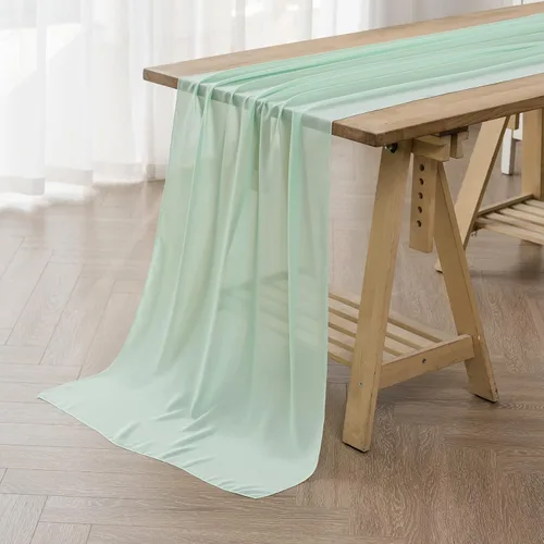 Miniatura 18 de Paquete de 6 caminos de mesa de gasa de 9 pies de 14 x 108 pulgadas, camino de mesa romántico transparente para boda, fiesta de cumpleaños