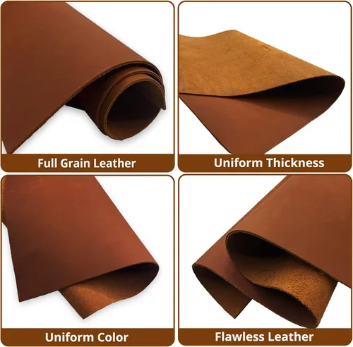 Miniatura 4 de Muse Craft Flawless 12" x 24" 5-6 onzas cuero marrón oscuro para repujado acabado cuero de vacuno de grano completo importado grado A piel 1.8-2.1mm