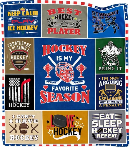 Manta de regalo de hockey para niños y hombres, regalos de hockey sobre hielo, regalos para amantes del hockey para niños de 8 a 12 años, regalos