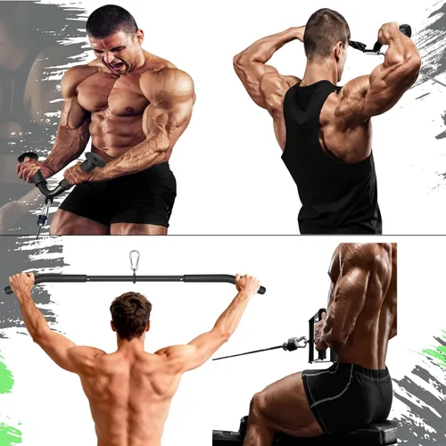 Miniatura 4 de Cable Machine Attachment Set LAT Pulldown Attachments,Cable Machine Accessories for Home Gym Weight Workout Include LAT Pulldown Bar,Double D Bar
