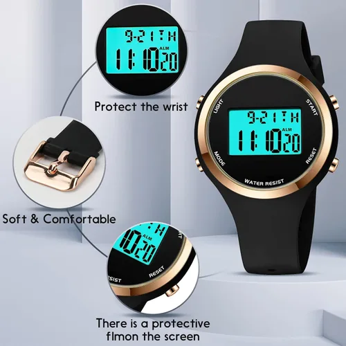 Miniatura 57 de Women LED Display Elecreonic Watch Fashion Chrono Alarm Digital Clock Woman Outdoor Sport Wirstwatch