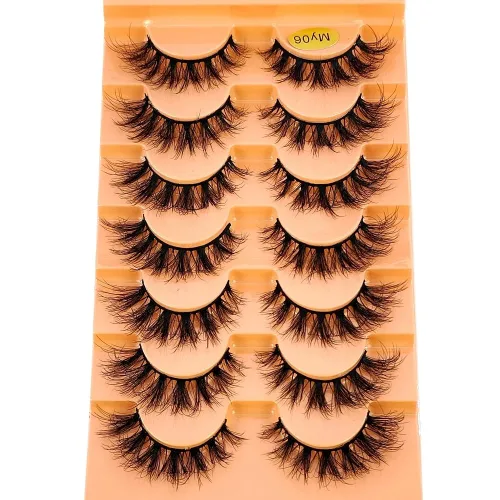 Miniatura 5 de Nuevo diseño de 7 pares de pestañas de manga mojadas 3D extensiones de pestañas esponjosas maquillaje moda largas gruesas naturales pestañas falsas