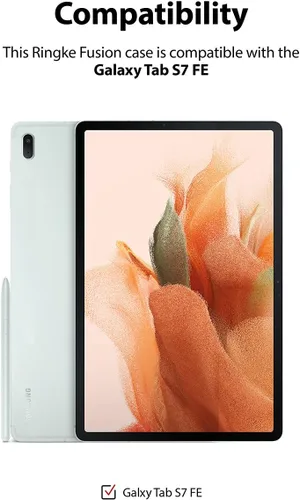 Miniatura 2 de Ringke Fusion - Funda diseñada para Galaxy Tab S7 FE de 12.4 pulgadas (2021), parte trasera dura transparente a prueba de golpes, con soporte
