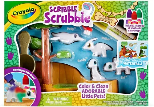 Crayola Scribble Scrubbie Pets - Tobogán acuático de dinosaurio, juguetes de dinosaurio para niños, juguete de aseo de mascotas, regalos para niños