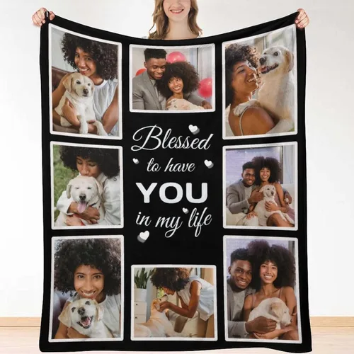 HUGLAZY Mantas Personalizadas con Fotos Texto Manta Personalizada con Imagen para Perros Regalos para Cumpleaños Familia Mascota Manta de Foto Para