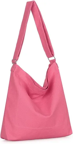 Miniatura 151 de Covelin - Bolsa de hombro informal de lona para mujer, estilo bohemio y retro, bolsa de mano, bolso cruzado, tamaño grande