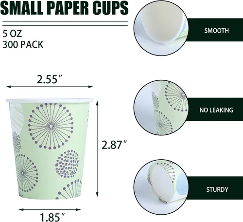 Miniatura 2 de [Paquete de 300] Tazas de papel mini de 5 onzas, tazas pequeñas desechables para enjuague bucal y baño, tazas de papel para café de 5 onzas