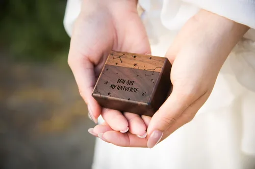 Miniatura 35 de MUUJEE Grow Old With Me Engraved Wooden Ring Box, Slim Engagement Proposal Ring Holder, Wedding Ceremony Ring Bearer Box, Fiance Gift Ideas