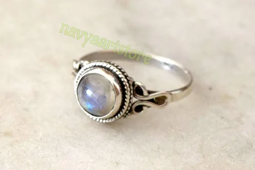Miniatura 9 de Rose Quartz Stone Ring, Handmade 925 Sterling Silver Rings for Women Girls, Natural Gemstone Ring US size 12 Solitaire Ring, Pink Round Stone Ring