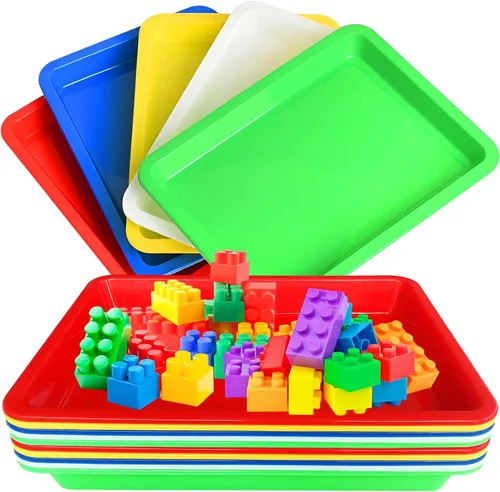 10 Bandejas de plástico multicolor para tareas artísticas – Bandejas de actividad y servicio para arte, manualidades, pintura y organización de