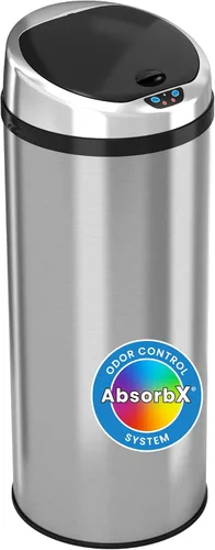 Miniatura 9 de iTouchless Cubo de basura con sensor sin contacto de 8 galones con sistema de filtro de olor, cubo de basura redondo de acero inoxidable de 30 Plata