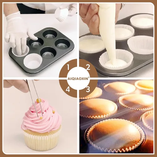 Miniatura 6 de Bake Choice - 500 forros naturales estándar para cupcakes para hornear, envoltorios de cupcakes de grado alimenticio, antiadherentes, a prueba