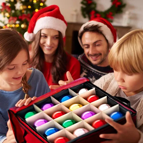 Miniatura 9 de ProPik - Caja de almacenamiento para adornos navideños, 3 bandejas separadas extraíbles con divisores para 48 esferas; organiza y protege