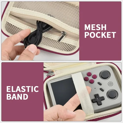 Miniatura 5 de PAIYULE Travel Case Compatible with RG353V/ RG353VS/ R36S Retro Handheld Game Console, Handheld Emulator Storage Holder Organizer, Android Game Beige