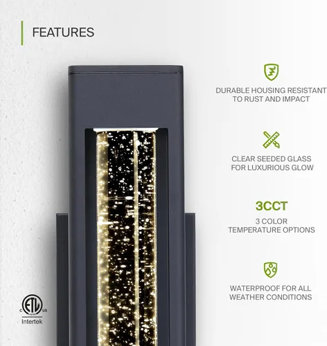 Miniatura 3 de ASD Lámpara LED de pared de vidrio de burbujas de 14 pulgadas 12 W, 300 lúmenes, 3000 K, 5000 K, 120 V, 3CCT, impermeable, regulable