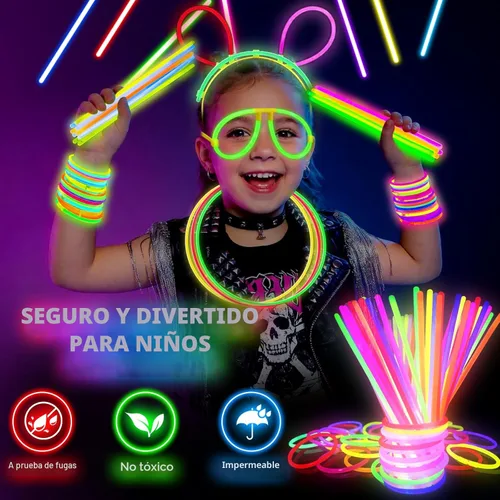 Miniatura 3 de SHQDD Paquete de 100 varillas de brillo a granel, palitos brillantes de neón de 8 pulgadas, varillas luminosas de bricolaje con conectores, pulseras