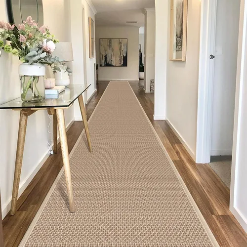 Miniatura 10 de GOYLSER Alfombras de yute de 15 pies para pasillo, alfombra de cocina, antideslizante, lavable, absorbente, alfombra de pasillo color beige
