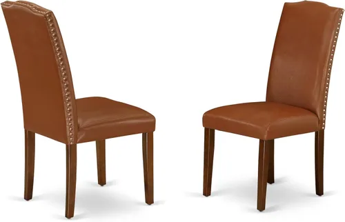 Miniatura 16 de East West Furniture ENP1T69 Encinal Parson - Juego de 2 sillas acolchadas de piel sintética negra con ribete de clavo, color negro
