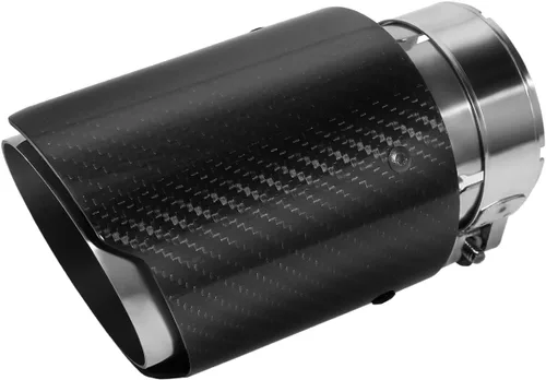 Miniatura 9 de Punta de Escape Silenciador Entrada 2.5" Salida 3.5" Acero Inoxidable y Fibra de Carbono Brillante Tubo de Cola de Carro 6.6" de Longitud Universal