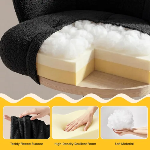 Miniatura 4 de Homkdom Silla de escritorio con ruedas, silla de tocador con respaldo, silla tapizada para oficina en casa, altura ajustable, sillas de tareas