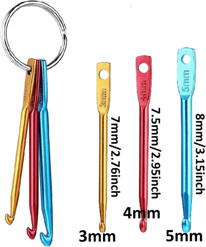 Miniatura 4 de Zuoyou Kit de gancho de ganchillo con mini gancho de ganchillo, aguja de tejer afgana tunecina de aluminio con ojo