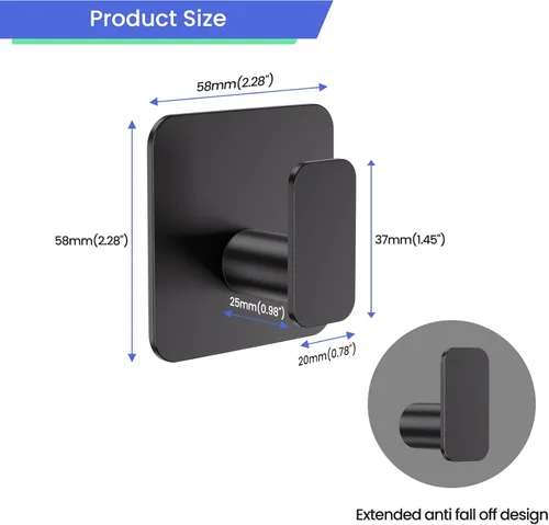 Miniatura 5 de Aikzik Ganchos Negros para Colgar de Servicio Pesado, Ganchos Adhesivos para Ducha, Baño, Cocina, Bata, Toalla, Abrigo, Gancho Impermeable y Negro 4