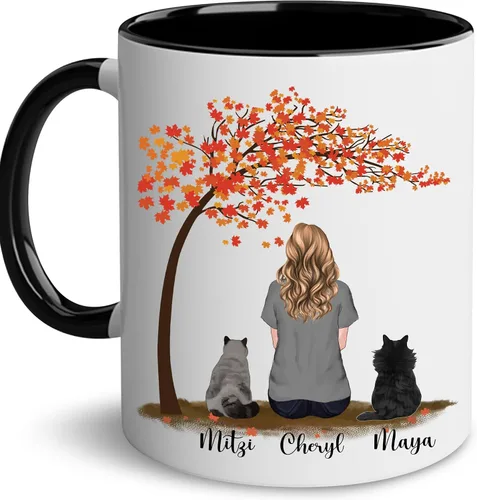Miniatura 17 de WHIDOBE Taza personalizada de gato (1 gato) de 11 onzas, taza de 15 onzas para amantes de los gatos con avatar, gatito, nombres, regalo