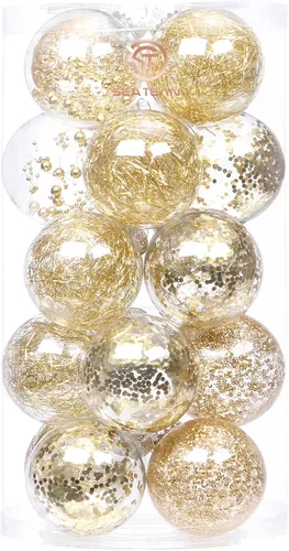 Miniatura 27 de Sea Team Juego de bolas de Navidad de plástico transparente inastillables, bolas decorativas de varios tamaños con relleno delicadas decoraciones