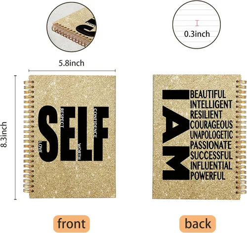 Miniatura 5 de VNWEK Black Woman I Am Beautiful - Cuaderno de espiral con citas inspiradoras y poderosas para niña, de 5.5 x 8.3 pulgadas, cuaderno de espiral