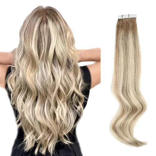 Miniatura 18 de ABH AMAZINGBEAUTY HAIR Extensiones de cinta de cabello humano Remy real, Remi, extensiones de cabello negro con pegamento en trama de piel