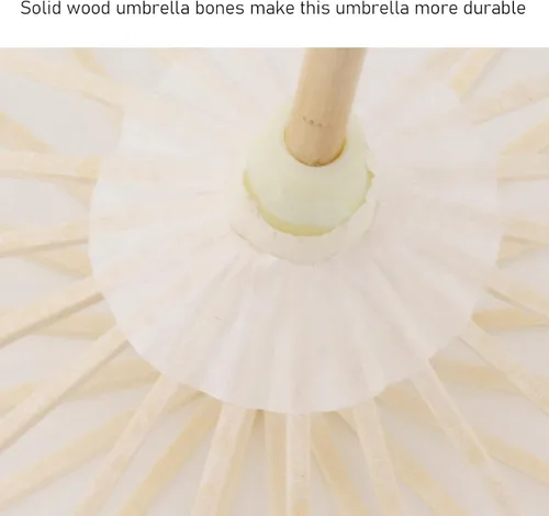 Miniatura 2 de Honio Kids Paper Parasol Retro Bamboo and Paper for Smooth Opening and Closing Elegant Paper Parasol White