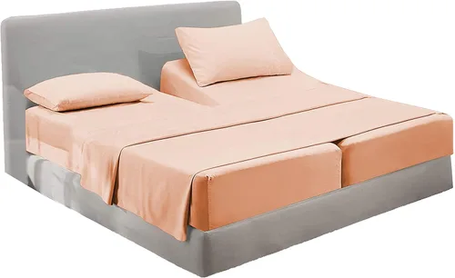 Miniatura 10 de PURE ECO Juego de sábanas de algodón natural, 5 piezas, tamaño King dividido, color beige, calidad suave, bolsillo profundo de 16 pulgadas, juego