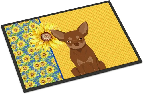 Miniatura 194 de Caroline's Treasures WDK5313MAT Airedale Terrier - Tapete para puerta delantera de 18 x 27 pulgadas, diseño de girasoles de verano, para entrada