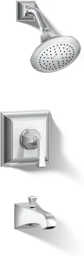 Kohler TS461-4V-CP Memoirs Series - Manija de palanca Deco, boquilla, cabezal de ducha de 2.5 GPM Stately Rite-Temp para válvula de baño y ducha,