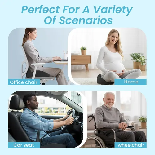 Miniatura 9 de Cojín de asiento, cojines ergonómicos para silla para alivio del dolor de coxis y huesos sentados, apoyo de ciática y espalda, almohada de espuma