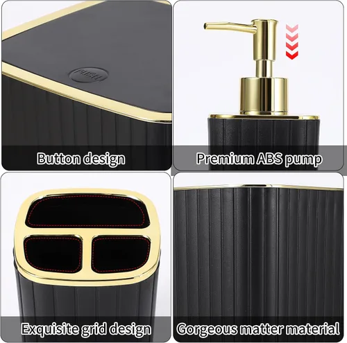Miniatura 8 de XLHOMO Juego de baño – Juego de baño de 26 piezas con cortina de ducha y alfombras, juego de accesorios de baño, juego de accesorios de baño negro