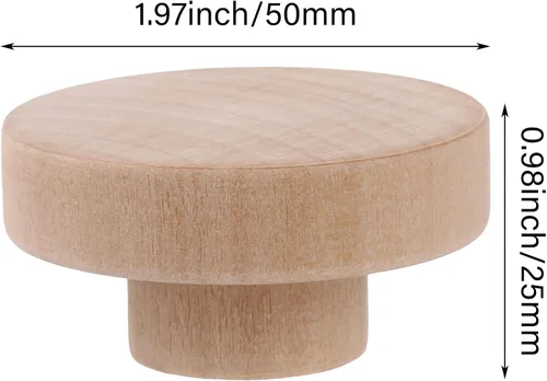 Miniatura 4 de RDEXP Home Accessory - Juego de 10 pomos redondos de madera de 1.969 x 0.984 in para armario, cajón, armario, puerta de armario