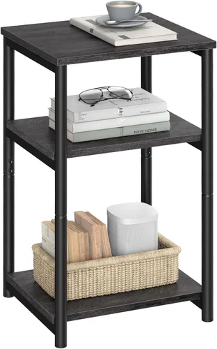 Miniatura 8 de VASAGLE Mesa auxiliar, mesa auxiliar pequeña, mesita de noche alta para sala de estar, dormitorio, oficina, baño, marrón camello y negro clásico